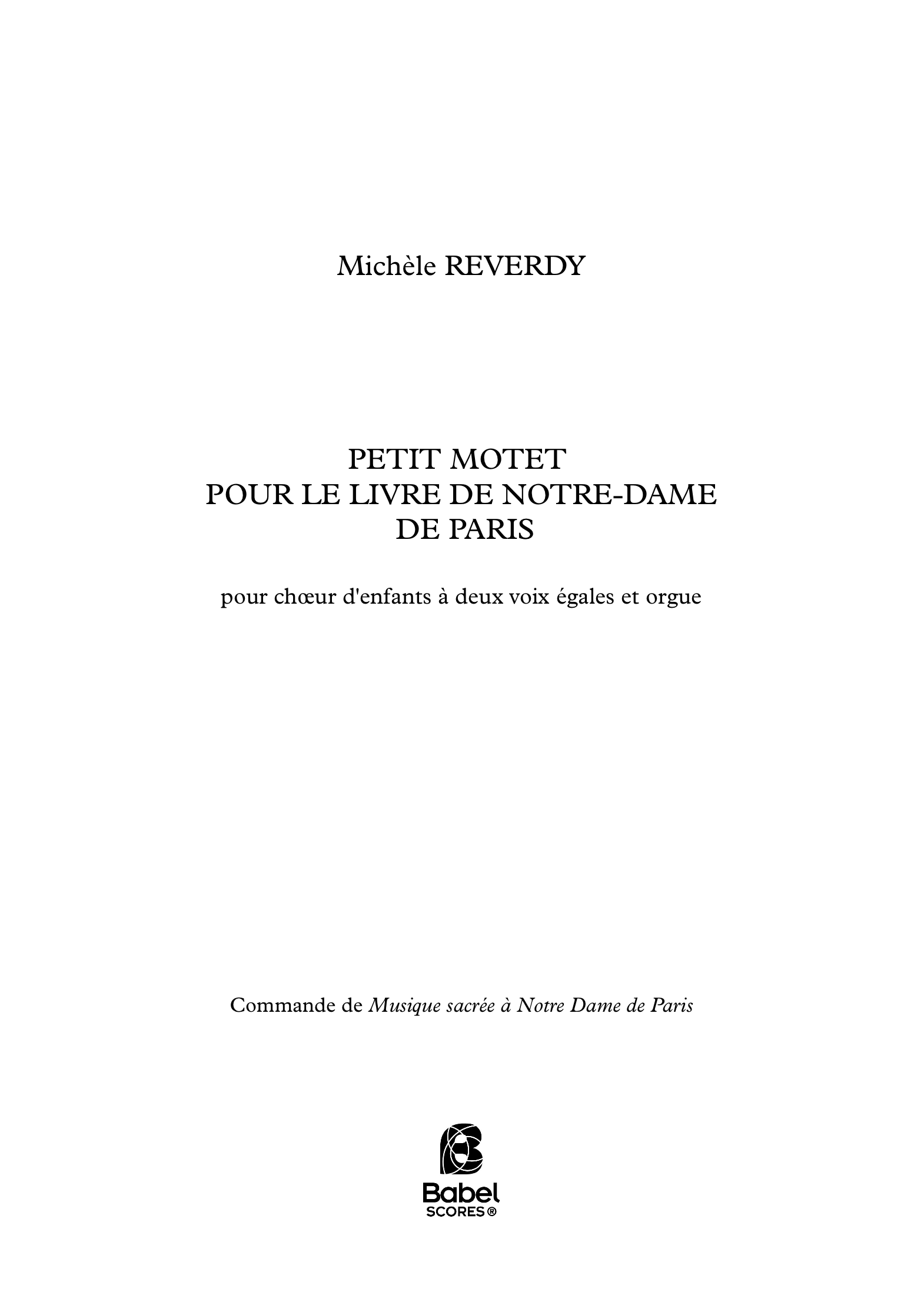 Petit Motet pour le Livre de Notre Dame de Paris A4 z